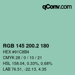 カラーコード: RGB 145 200.2 180 | qconv.com