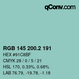 カラーコード: RGB 145 200.2 191 | qconv.com