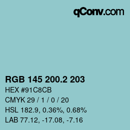 カラーコード: RGB 145 200.2 203 | qconv.com