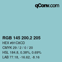 カラーコード: RGB 145 200.2 205 | qconv.com