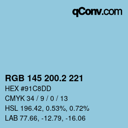 カラーコード: RGB 145 200.2 221 | qconv.com