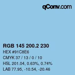 カラーコード: RGB 145 200.2 230 | qconv.com