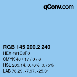 カラーコード: RGB 145 200.2 240 | qconv.com