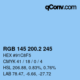カラーコード: RGB 145 200.2 245 | qconv.com