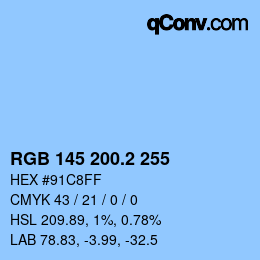 カラーコード: RGB 145 200.2 255 | qconv.com