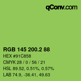 カラーコード: RGB 145 200.2 88 | qconv.com