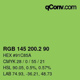 カラーコード: RGB 145 200.2 90 | qconv.com