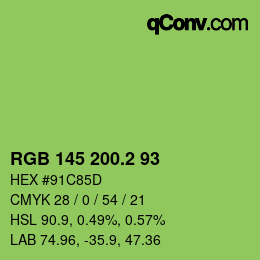 カラーコード: RGB 145 200.2 93 | qconv.com