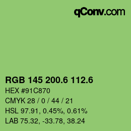 カラーコード: RGB 145 200.6 112.6 | qconv.com