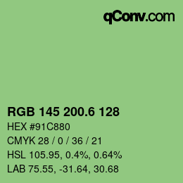 カラーコード: RGB 145 200.6 128 | qconv.com