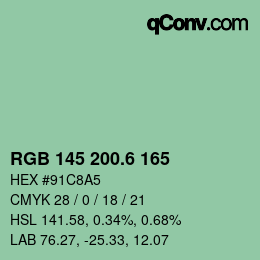 カラーコード: RGB 145 200.6 165 | qconv.com