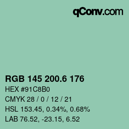 カラーコード: RGB 145 200.6 176 | qconv.com