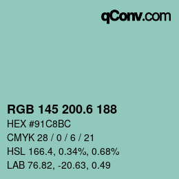 カラーコード: RGB 145 200.6 188 | qconv.com