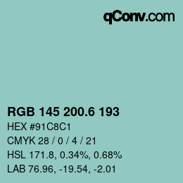 カラーコード: RGB 145 200.6 193 | qconv.com