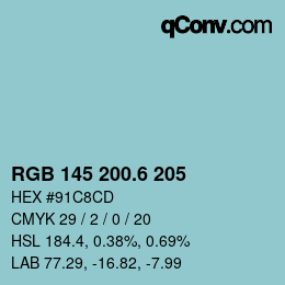 カラーコード: RGB 145 200.6 205 | qconv.com