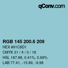 カラーコード: RGB 145 200.6 209 | qconv.com