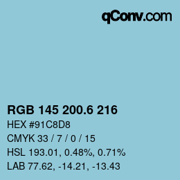 カラーコード: RGB 145 200.6 216 | qconv.com