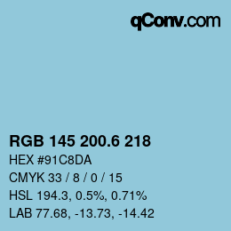 カラーコード: RGB 145 200.6 218 | qconv.com