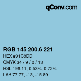 カラーコード: RGB 145 200.6 221 | qconv.com