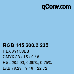 カラーコード: RGB 145 200.6 235 | qconv.com