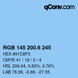 カラーコード: RGB 145 200.6 245 | qconv.com