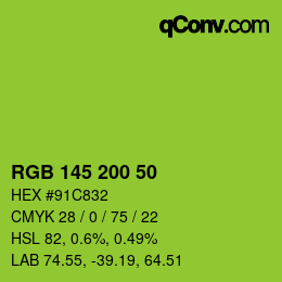 Color code: RGB 145 200 50 | qconv.com