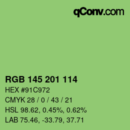 Color code: RGB 145 201 114 | qconv.com