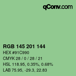Color code: RGB 145 201 144 | qconv.com