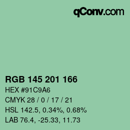 Color code: RGB 145 201 166 | qconv.com