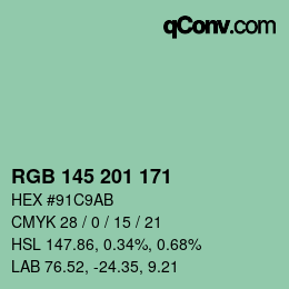 Color code: RGB 145 201 171 | qconv.com