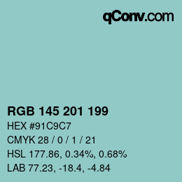 Color code: RGB 145 201 199 | qconv.com