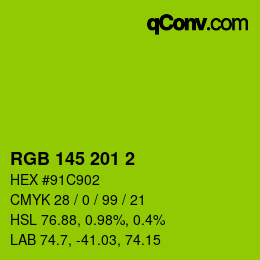 Color code: RGB 145 201 2 | qconv.com