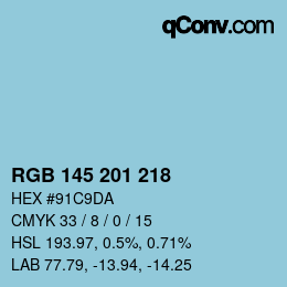Color code: RGB 145 201 218 | qconv.com