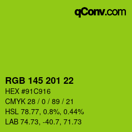 Color code: RGB 145 201 22 | qconv.com