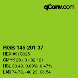 Color code: RGB 145 201 37 | qconv.com