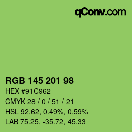 カラーコード: RGB 145 201 98 | qconv.com