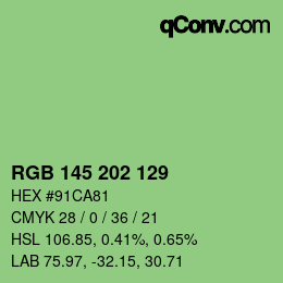 Color code: RGB 145 202 129 | qconv.com