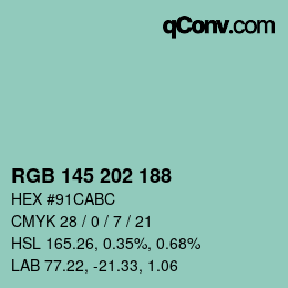 Color code: RGB 145 202 188 | qconv.com