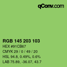 Color code: RGB 145 203 103 | qconv.com