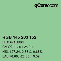 カラーコード: RGB 145 203 152 | qconv.com