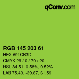 Color code: RGB 145 203 61 | qconv.com