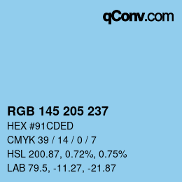 Color code: RGB 145 205 237 | qconv.com