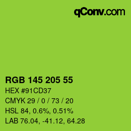 Color code: RGB 145 205 55 | qconv.com