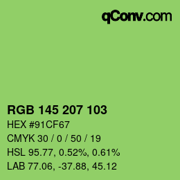 Color code: RGB 145 207 103 | qconv.com