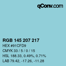 Farbcode: RGB 145 207 217 | qconv.com