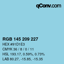Color code: RGB 145 209 227 | qconv.com