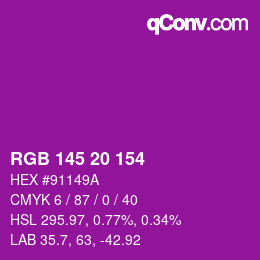 カラーコード: RGB 145 20 154 | qconv.com