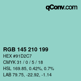 Color code: RGB 145 210 199 | qconv.com