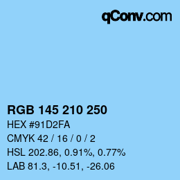 Color code: RGB 145 210 250 | qconv.com