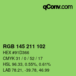 Color code: RGB 145 211 102 | qconv.com
